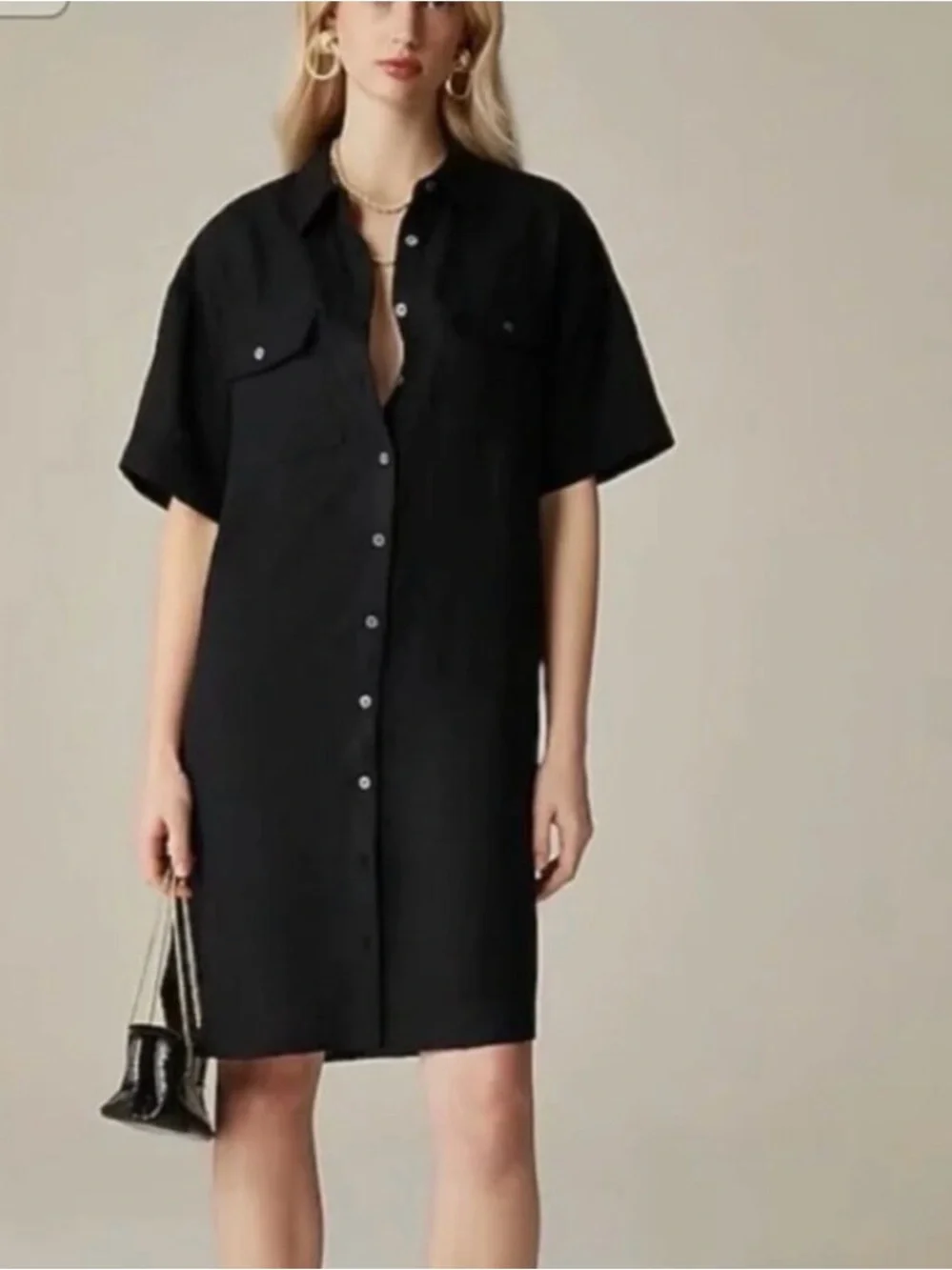 J. Crew Utility Black Shirtdress in Linen size XL NEW! reg $148